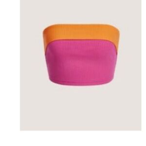 Colorful Strapless Top - Pink and Orange